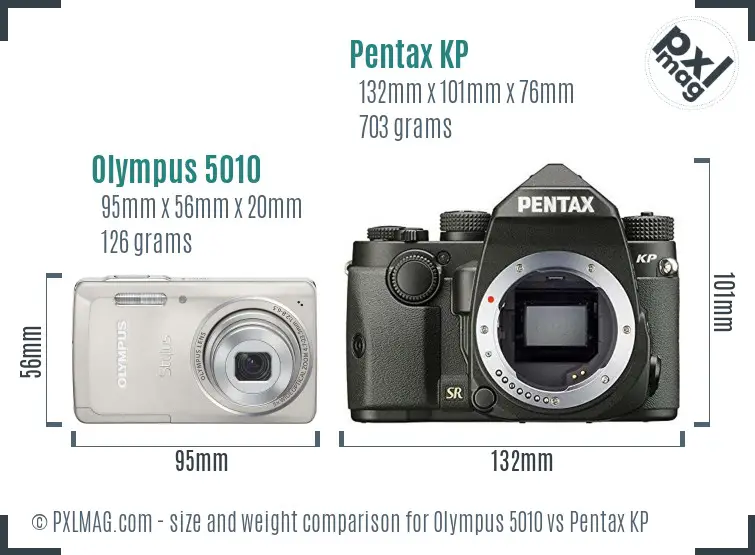 Olympus 5010 vs Pentax KP size comparison