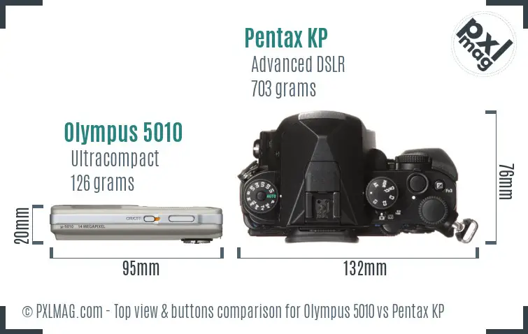Olympus 5010 vs Pentax KP top view buttons comparison