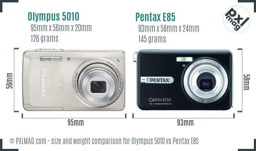 Olympus 5010 vs Pentax E85 size comparison