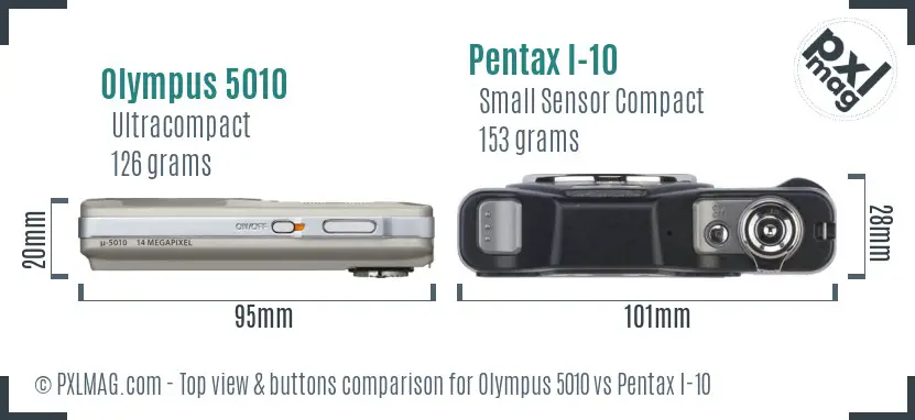 Olympus 5010 vs Pentax I-10 top view buttons comparison