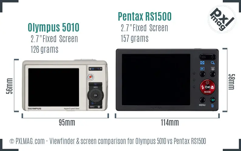 Olympus 5010 vs Pentax RS1500 Screen and Viewfinder comparison
