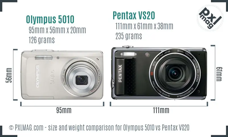 Olympus 5010 vs Pentax VS20 size comparison