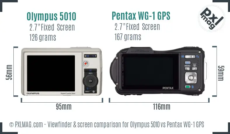 Olympus 5010 vs Pentax WG-1 GPS Screen and Viewfinder comparison