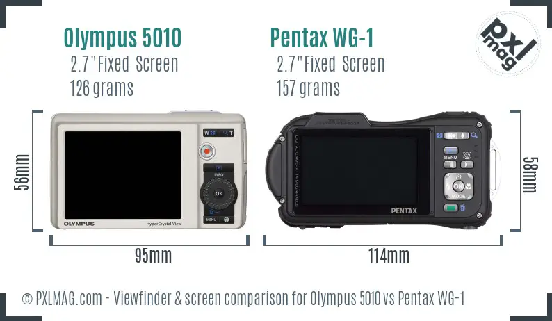 Olympus 5010 vs Pentax WG-1 Screen and Viewfinder comparison