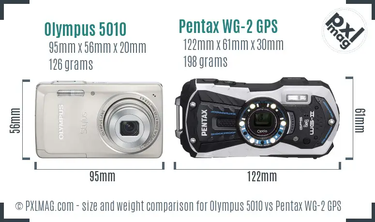 Olympus 5010 vs Pentax WG-2 GPS size comparison