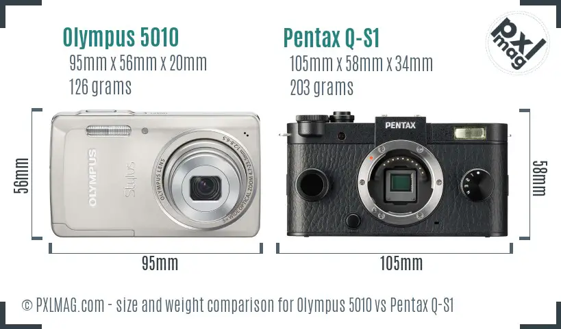 Olympus 5010 vs Pentax Q-S1 size comparison