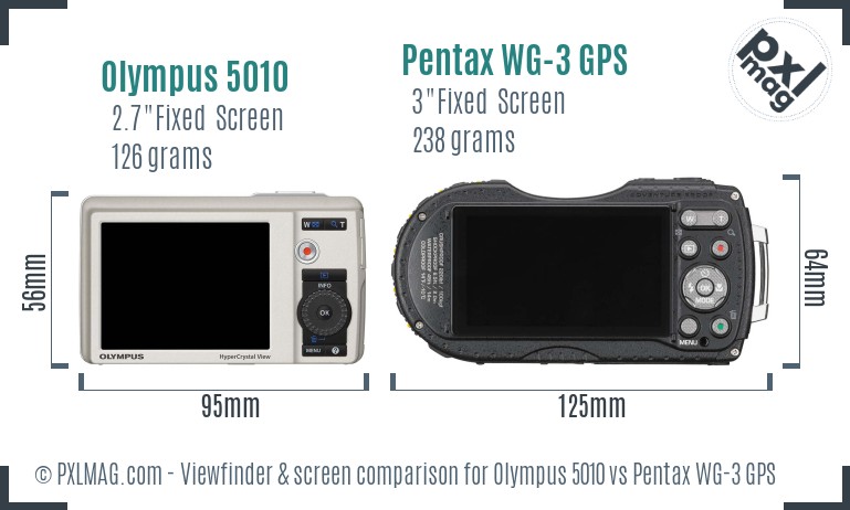 Olympus 5010 vs Pentax WG-3 GPS Screen and Viewfinder comparison