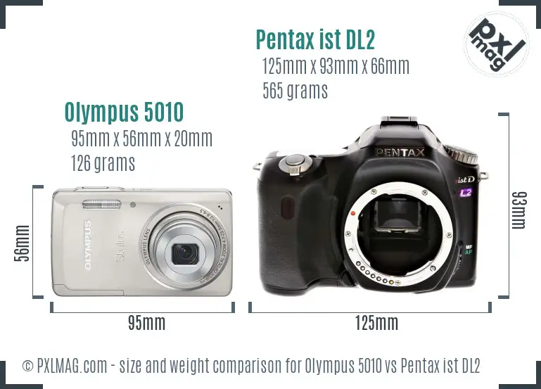 Olympus 5010 vs Pentax ist DL2 size comparison