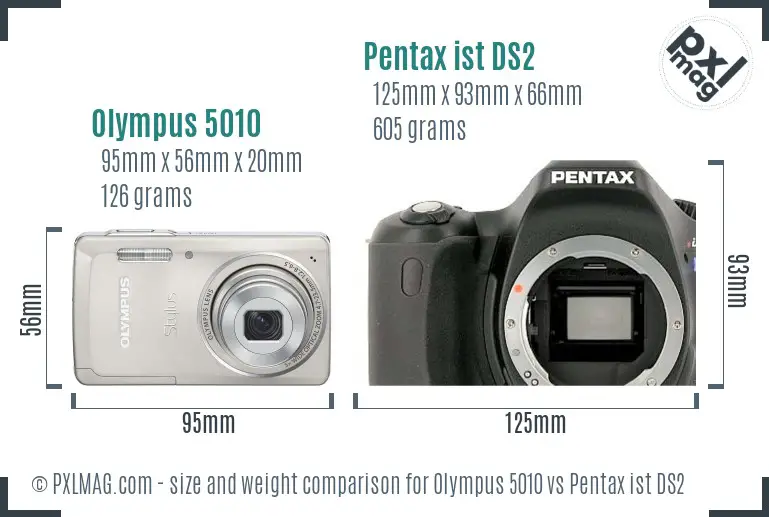 Olympus 5010 vs Pentax ist DS2 size comparison