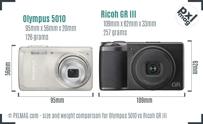 Olympus 5010 vs Ricoh GR III size comparison