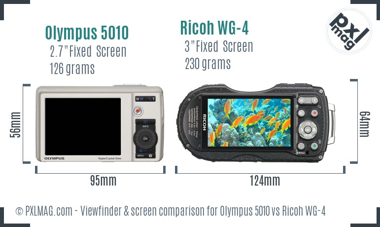 Olympus 5010 vs Ricoh WG-4 Screen and Viewfinder comparison