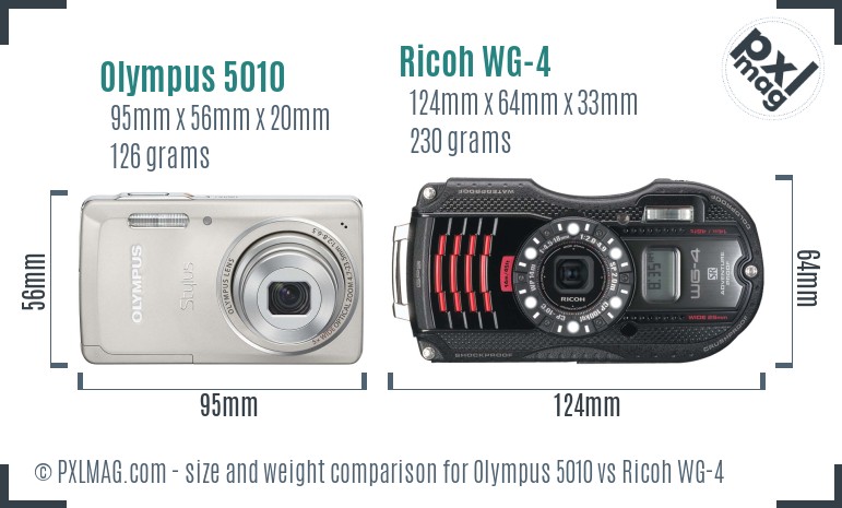 Olympus 5010 vs Ricoh WG-4 size comparison Olympus 5010 vs Ricoh WG-4 size comparison