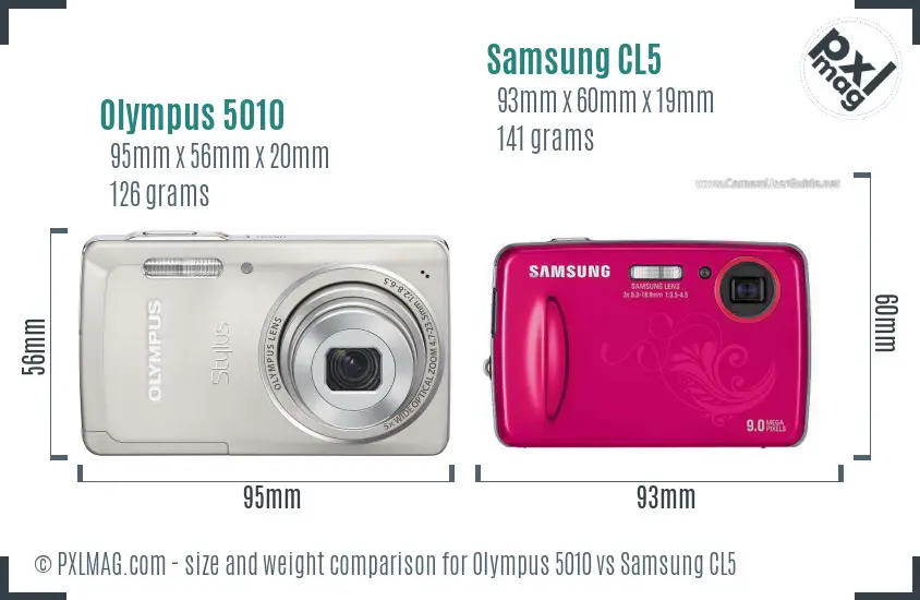 Olympus 5010 vs Samsung CL5 size comparison
