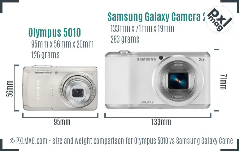 Olympus 5010 vs Samsung Galaxy Camera 2 size comparison