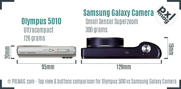 Olympus 5010 vs Samsung Galaxy Camera top view buttons comparison