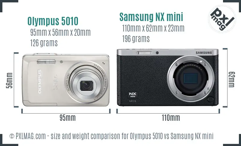 Olympus 5010 vs Samsung NX mini size comparison