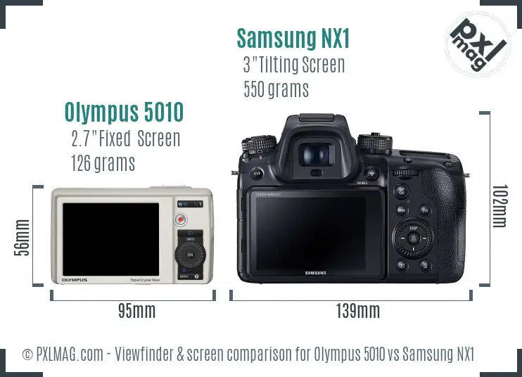 Olympus 5010 vs Samsung NX1 Screen and Viewfinder comparison