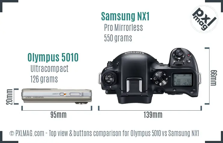 Olympus 5010 vs Samsung NX1 top view buttons comparison