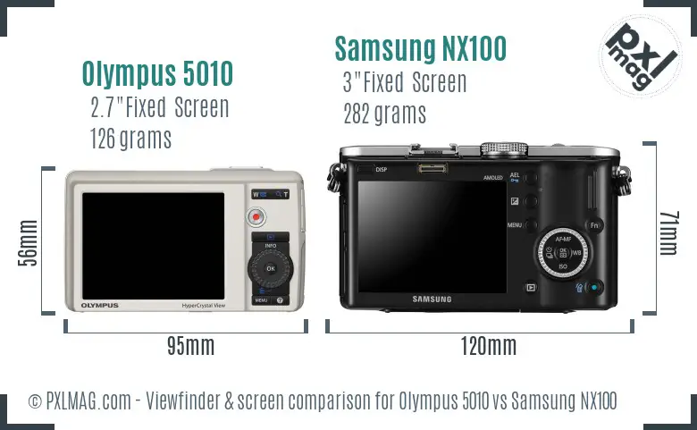 Olympus 5010 vs Samsung NX100 Screen and Viewfinder comparison Olympus 5010 vs Samsung NX100 Screen and Viewfinder comparison