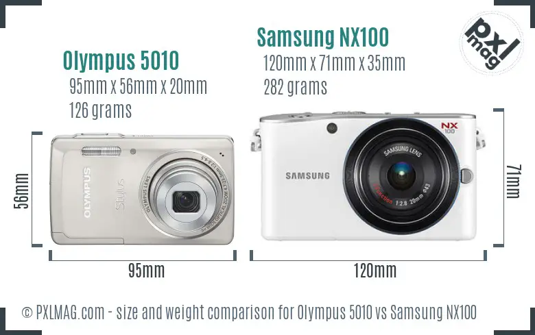 Olympus 5010 vs Samsung NX100 size comparison Olympus 5010 vs Samsung NX100 size comparison