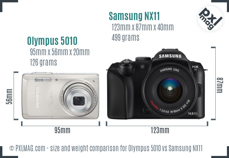 Olympus 5010 vs Samsung NX11 size comparison