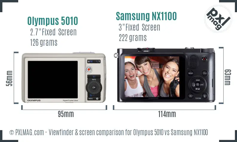 Olympus 5010 vs Samsung NX1100 Screen and Viewfinder comparison Olympus 5010 vs Samsung NX1100 Screen and Viewfinder comparison
