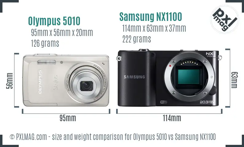 Olympus 5010 vs Samsung NX1100 size comparison Olympus 5010 vs Samsung NX1100 size comparison