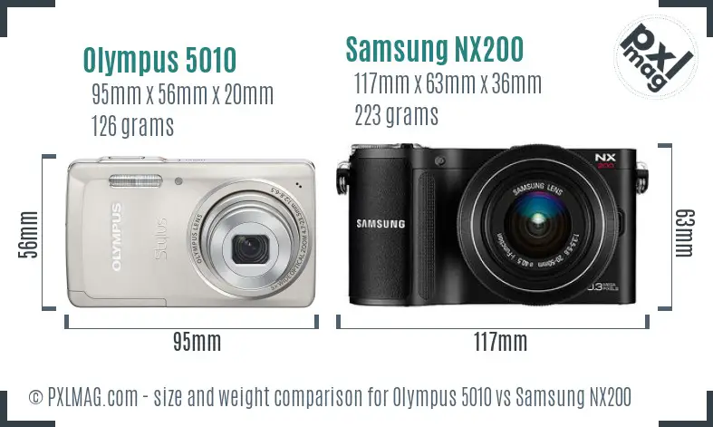 Olympus 5010 vs Samsung NX200 size comparison Olympus 5010 vs Samsung NX200 size comparison
