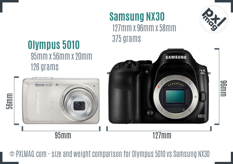 Olympus 5010 vs Samsung NX30 size comparison Olympus 5010 vs Samsung NX30 size comparison