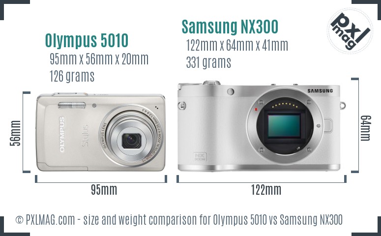 Olympus 5010 vs Samsung NX300 size comparison