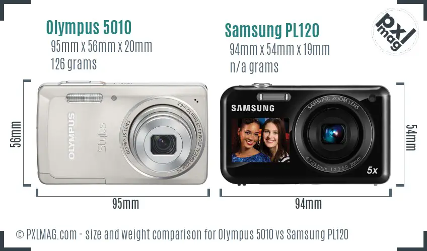 Olympus 5010 vs Samsung PL120 size comparison