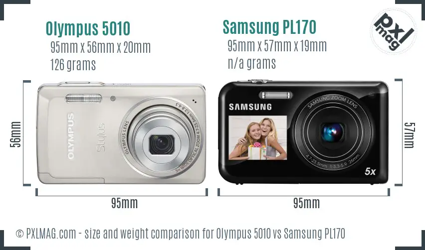 Olympus 5010 vs Samsung PL170 size comparison