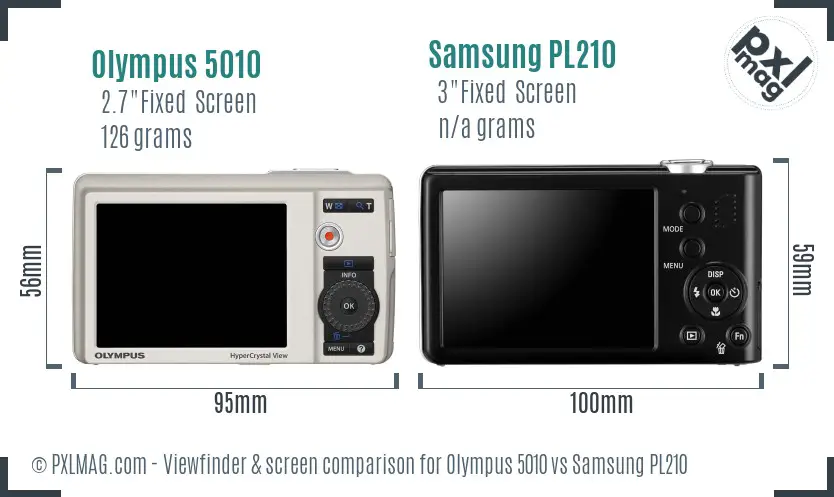 Olympus 5010 vs Samsung PL210 Screen and Viewfinder comparison