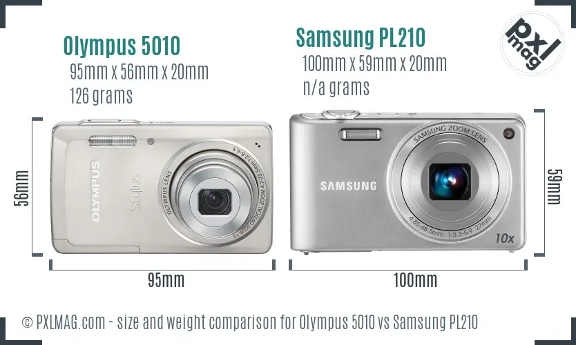 Olympus 5010 vs Samsung PL210 size comparison