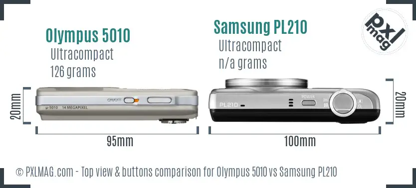 Olympus 5010 vs Samsung PL210 top view buttons comparison