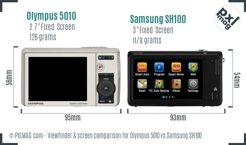 Olympus 5010 vs Samsung SH100 Screen and Viewfinder comparison Olympus 5010 vs Samsung SH100 Screen and Viewfinder comparison