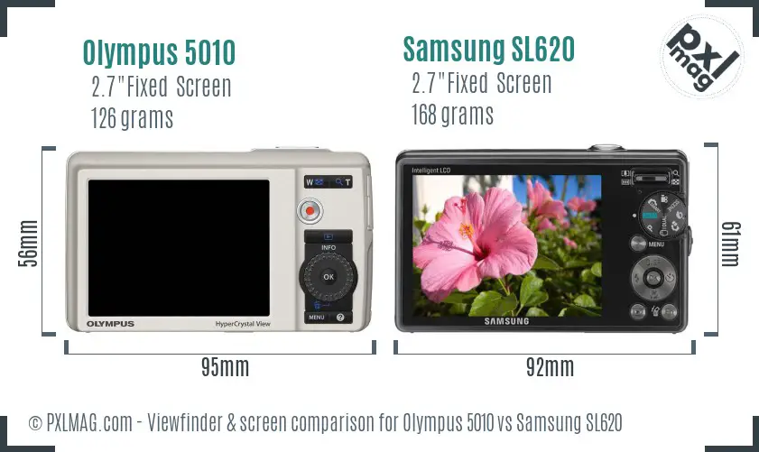 Olympus 5010 vs Samsung SL620 Screen and Viewfinder comparison Olympus 5010 vs Samsung SL620 Screen and Viewfinder comparison