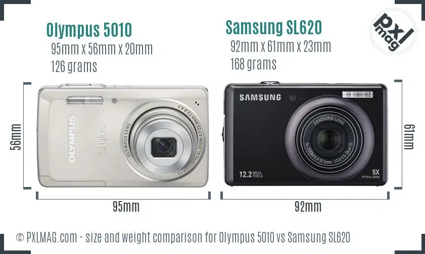 Olympus 5010 vs Samsung SL620 size comparison Olympus 5010 vs Samsung SL620 size comparison