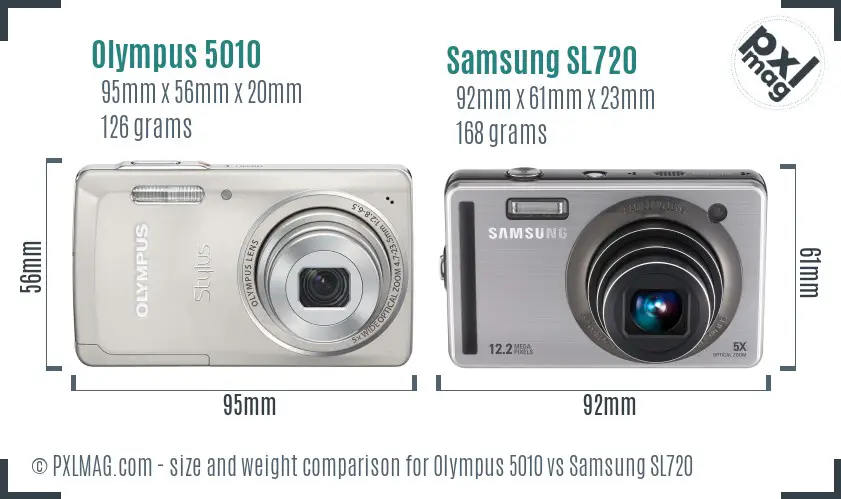 Olympus 5010 vs Samsung SL720 size comparison
