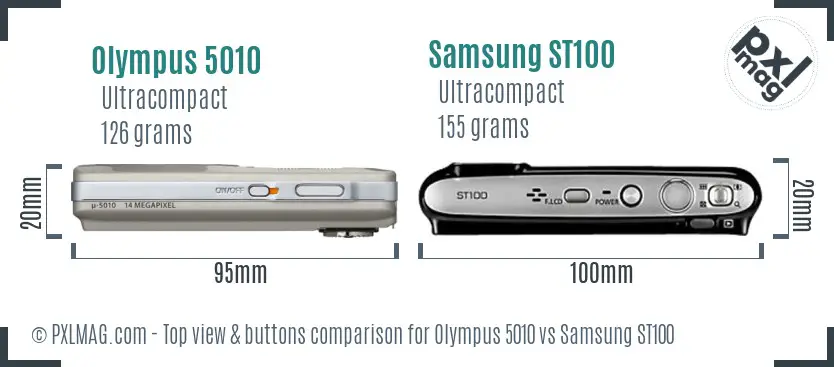 Olympus 5010 vs Samsung ST100 top view buttons comparison