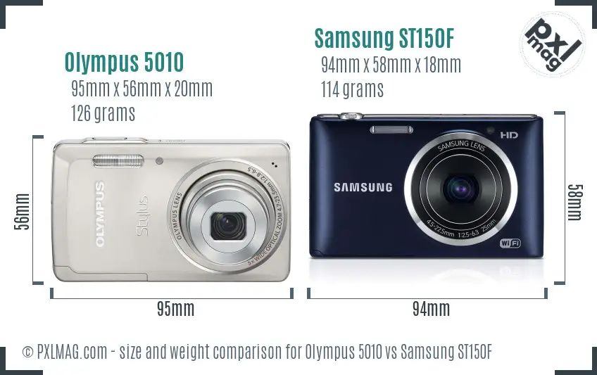 Olympus 5010 vs Samsung ST150F size comparison