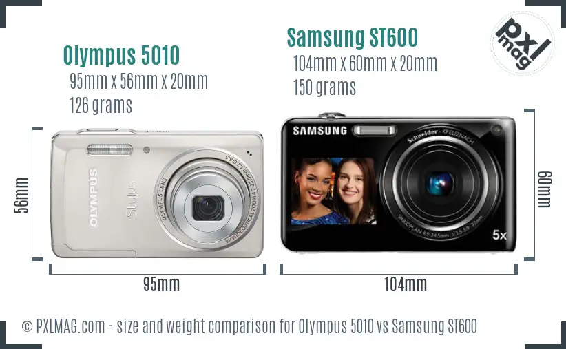 Olympus 5010 vs Samsung ST600 size comparison