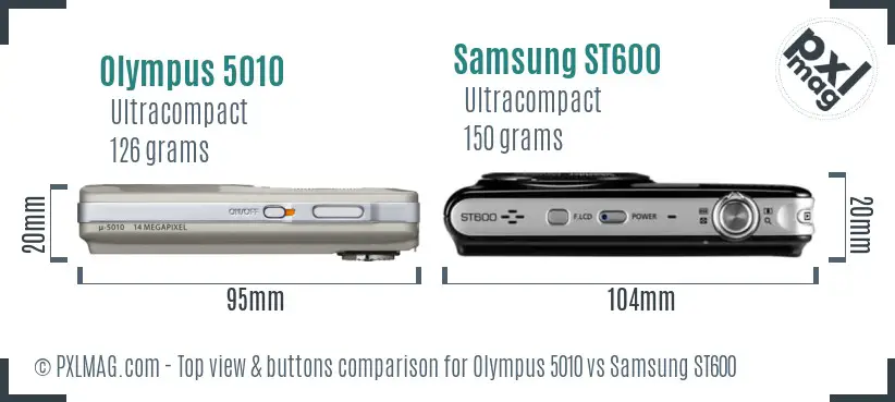 Olympus 5010 vs Samsung ST600 top view buttons comparison