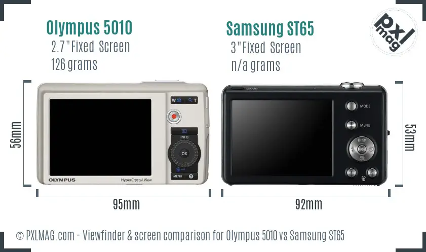 Olympus 5010 vs Samsung ST65 Screen and Viewfinder comparison Olympus 5010 vs Samsung ST65 Screen and Viewfinder comparison