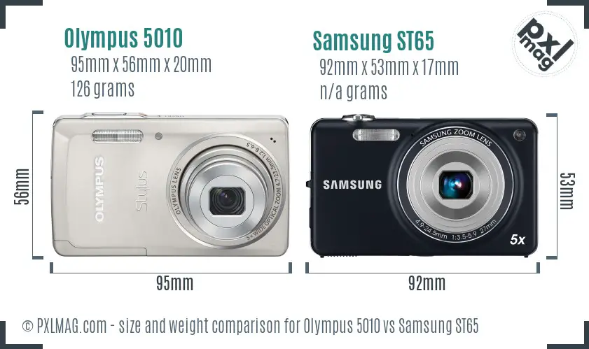 Olympus 5010 vs Samsung ST65 size comparison Olympus 5010 vs Samsung ST65 size comparison