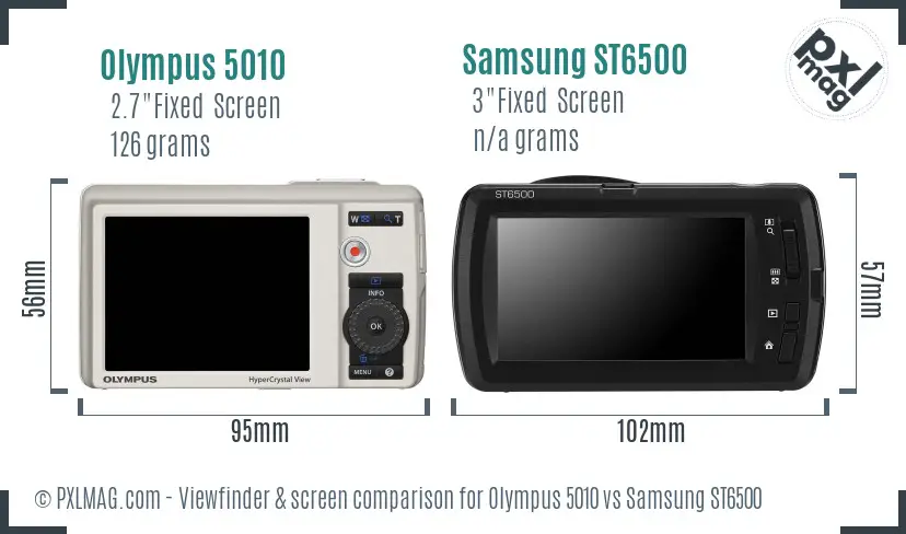 Olympus 5010 vs Samsung ST6500 Screen and Viewfinder comparison