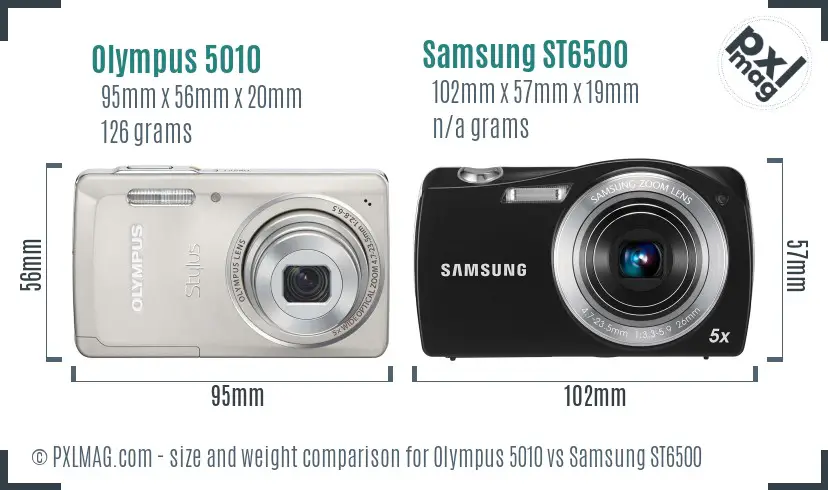 Olympus 5010 vs Samsung ST6500 size comparison
