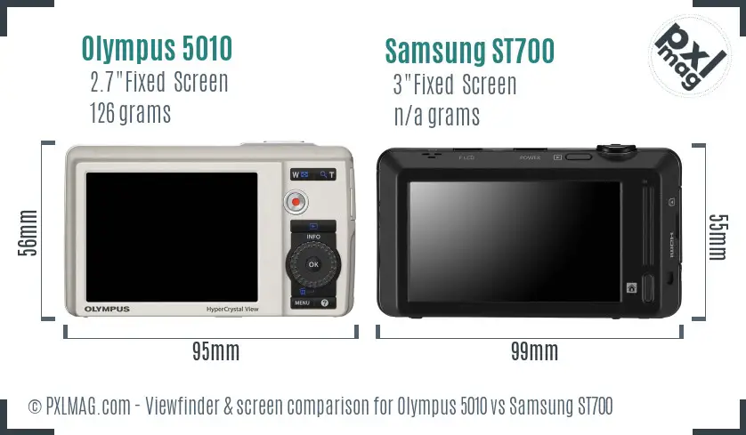 Olympus 5010 vs Samsung ST700 Screen and Viewfinder comparison