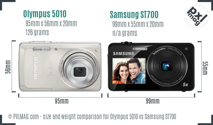 Olympus 5010 vs Samsung ST700 size comparison