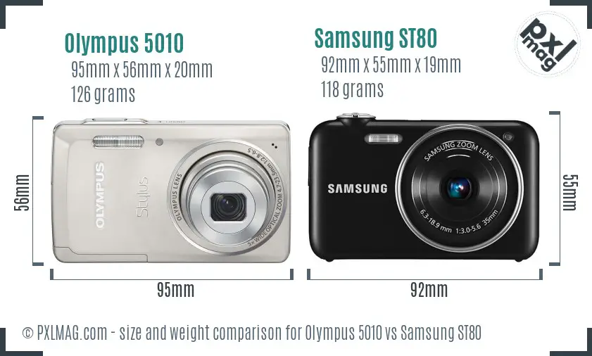 Olympus 5010 vs Samsung ST80 size comparison